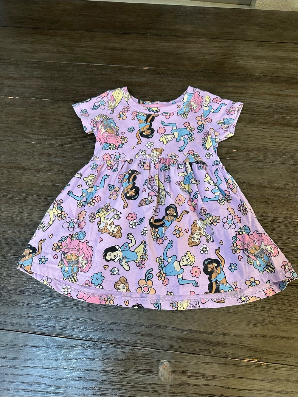 Disney Purple Princess Print Short Sleeve Swing Dress 18mth